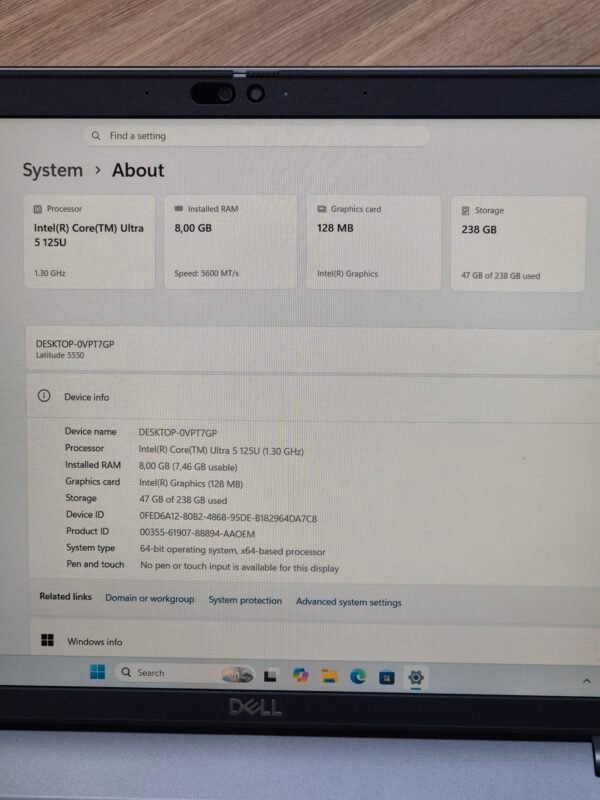 Dell Latitude 5550 Core Ultra 5 8GB RAM 256GB SSD (Pre-owned)