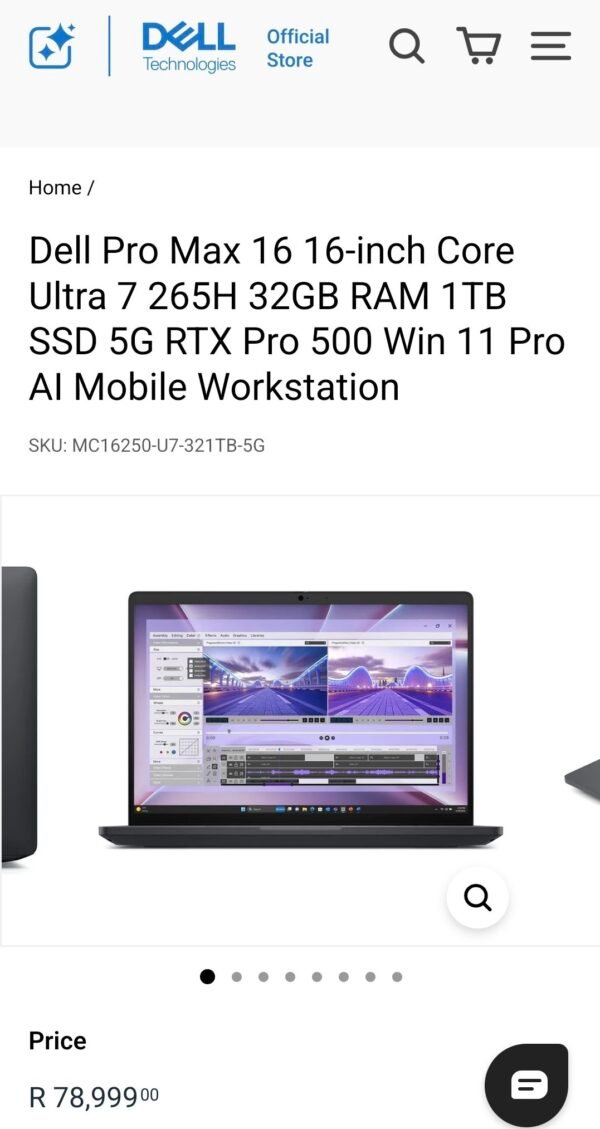 2026/08/1001292779.jpg Dell Pro Max 16 Core Ultra 7 265H 32GB RAM 1TB SSD 6G RTX Pro 500 AI Mobile Workstation (New Condition)