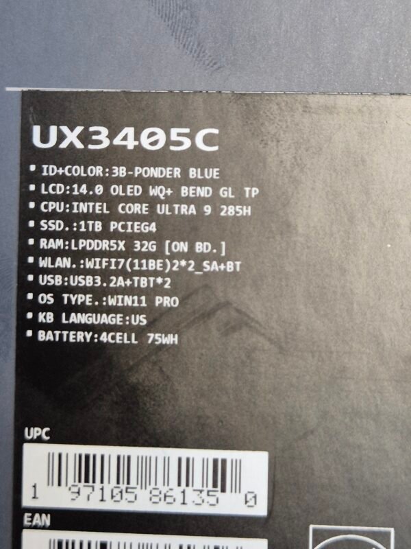 2026/08/1001297221-scaled.jpg Asus ZenBook 14 OLED Touchscreen Core Ultra 9 32GB RAM 1TB SSD (New Condition)