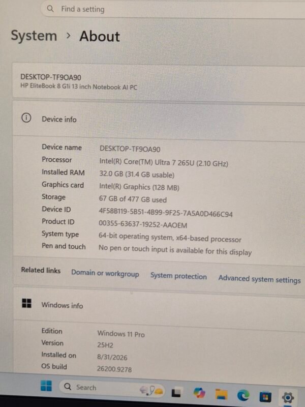 2026/09/1001318702-scaled.jpg HP EliteBook 8 G1i 13 inch Notebook AI PC Ultra 7 265U 32GB RAM 512GB SSD (New)