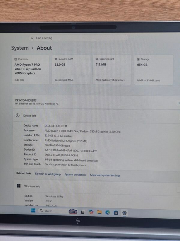 2026/09/1001331622-scaled.jpg HP EliteBook 865 16Inch G10 Touchscreen AMD Ryzen 7 Pro CPU 32GB RAM 1TB SSD (Pre-owned)