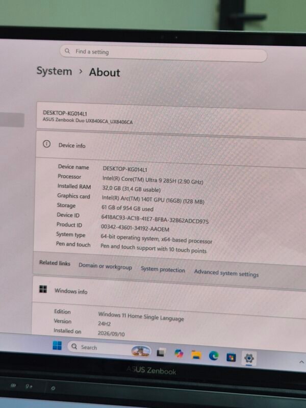 2026/09/1001337413-scaled.jpg ASUS Zenbook DUO 14 Inch OLED Core Ultra 9 285H 32GB RAM 1TB SSD (Pre-owned)